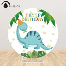 

Allenjoy Dinosaur Safari Party Round Background Circle Backdrop Cover Birthday Party Baby Boy Forest Photocall Photozone Decor
