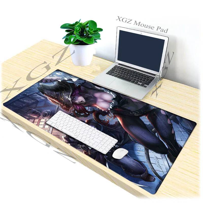  XGZ Anime Big Breasts Sexy Girl Custom Large Mouse Pad Black Lock Edge Computer Table Mat for Csgo 