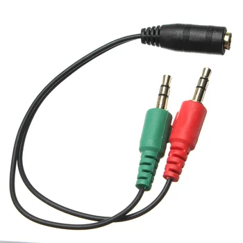 

3.5mm Jack Female to 2 Dual 3.5mm Male Earphone Adapter Headphone Mic Audio Splitter Cable Adaptor For Tablet PC Laptop Computer