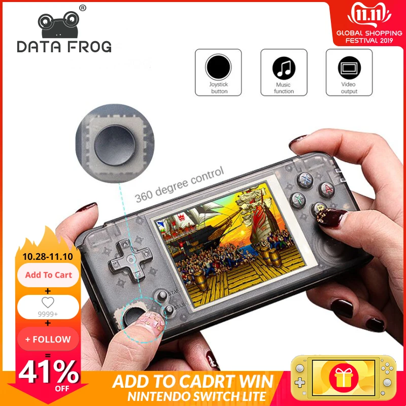 Billige DATEN FROSCH RS 97 Retro Handheld Spielkonsole 64Bit 16GB 3,0 Zoll Eingebaute 3000 Klassische Spiele Unterstützung Für NEOGEO CP1 CP2 Emulatoren