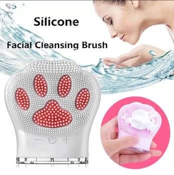 

Cute Cat Claw Shape Soft Silicone Deep Cleaning Face Wash Brush Sonic Vibration Beauty Device Face Massager Skin Care Tool