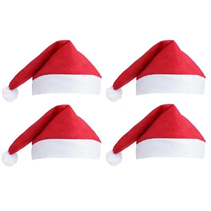 Классическая Рождественская шапка, зимняя, из нетканого материала, Рождественская шапка для детей, взрослых, новогодняя, праздничная, вечерние, реквизит, подарок, декоративные аксессуары - Цвет: child 4pcs