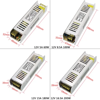 

LED Strip Light Switching Power Supply DC12V 5A/8.5A/10A12.5A/15A/16.5A/20A/30A Long-shaped Slim Lighting Transformer