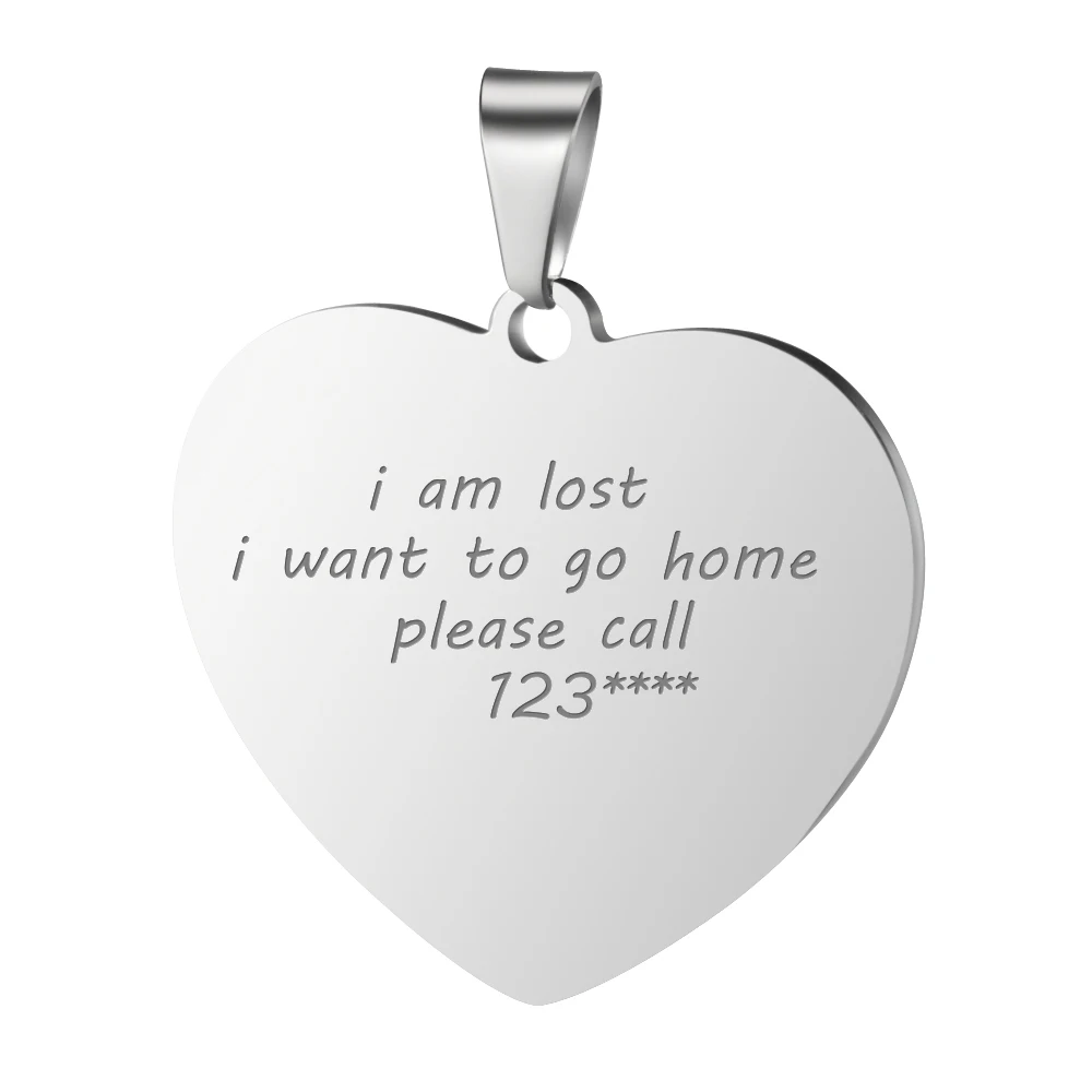 5 цветов индивидуальная гравировка текста Нержавеющая сталь кулон сердце Форма