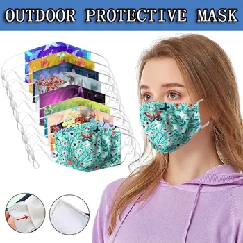 

In Stock Fashion Printing Dustproof Can Put Filter Washable Reusable Cotton Unisex Mouth Muffle Facemask Face Mask Masque