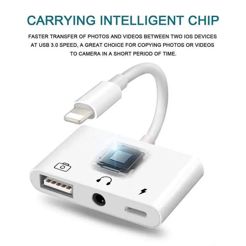 new style OTG Adapter USB 3 Camera Reader With 3 5mm Headphone Jack Connection Kits Data Sync For iPhone 11 X XR XS 8 7 500MA