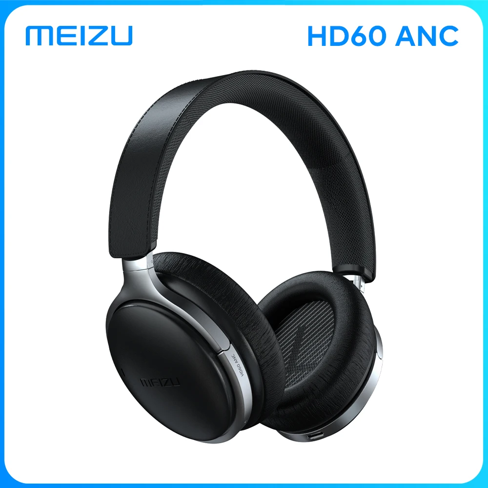 Meizu HD60 ANC Noise Cancelling Headphones : Wireless Bluetooth Over the Ear Full Layer of Cowhide Visualized Touch Operatio | Электроника