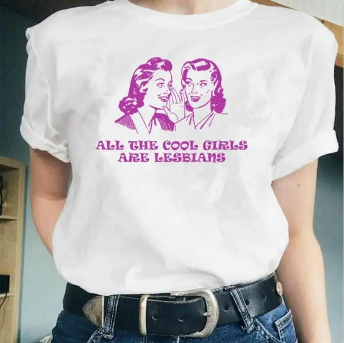 

kuakuayu HJN Vintage Fashion All The Cool Girls Are Lesbians T-Shirt Women Lgbt Lesbian Pride Tee Cute Tumblr Shirt