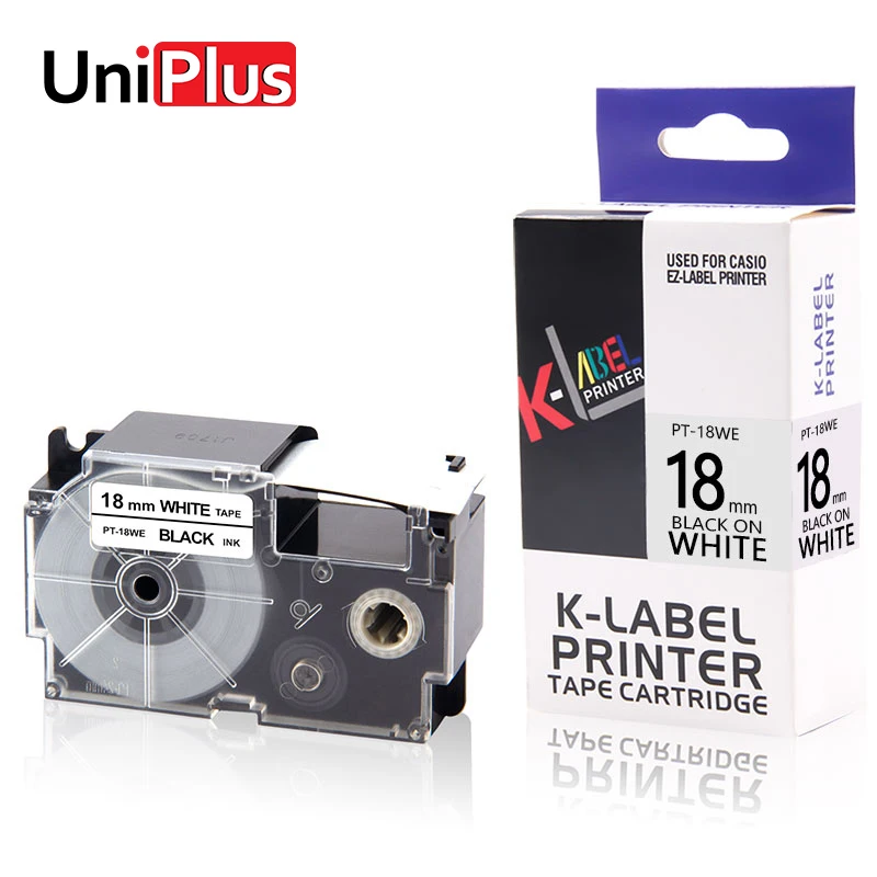 UniPlus черный на белом принтер этикеток XR-18WE совместимый для Casio King Jim KL-8500 KL-880 принтер этикеток 8 м длина ленты этикеток