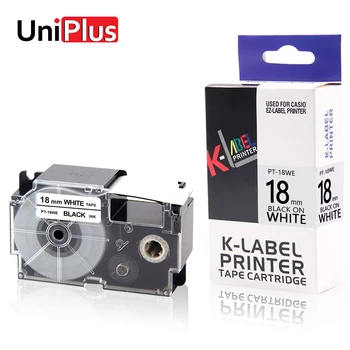 

UniPlus Black on White Label Maker XR-18WE Compatible for Casio King Jim KL-8500 KL-880 Label Printer 8m Length Label Tapes