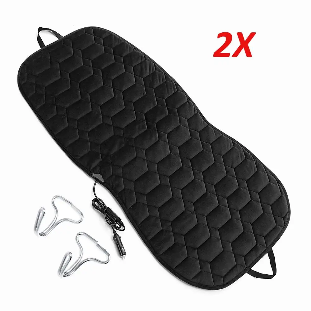 2pcs Black 12 В 3 вида цветов плюшевые автомобильные чехлы для сидений с подогревом, подушка для сиденья, теплый зимний бытовой чехол, электрический нагревательный коврик, универсальный нагревательный обогреватель - Название цвета: 2pcs Black