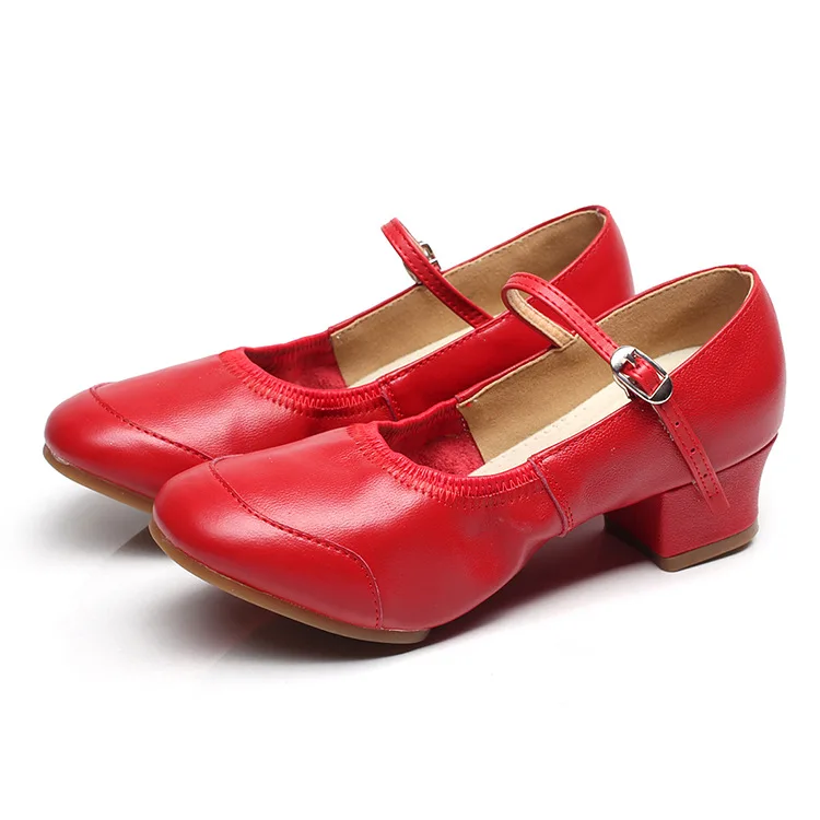 

Women's Shoes for Square Dance Latin Jump Dance Shoe Soft-Sole Lightweight Drawstring Top Autumn And Winter Low Heel Genuine Lea