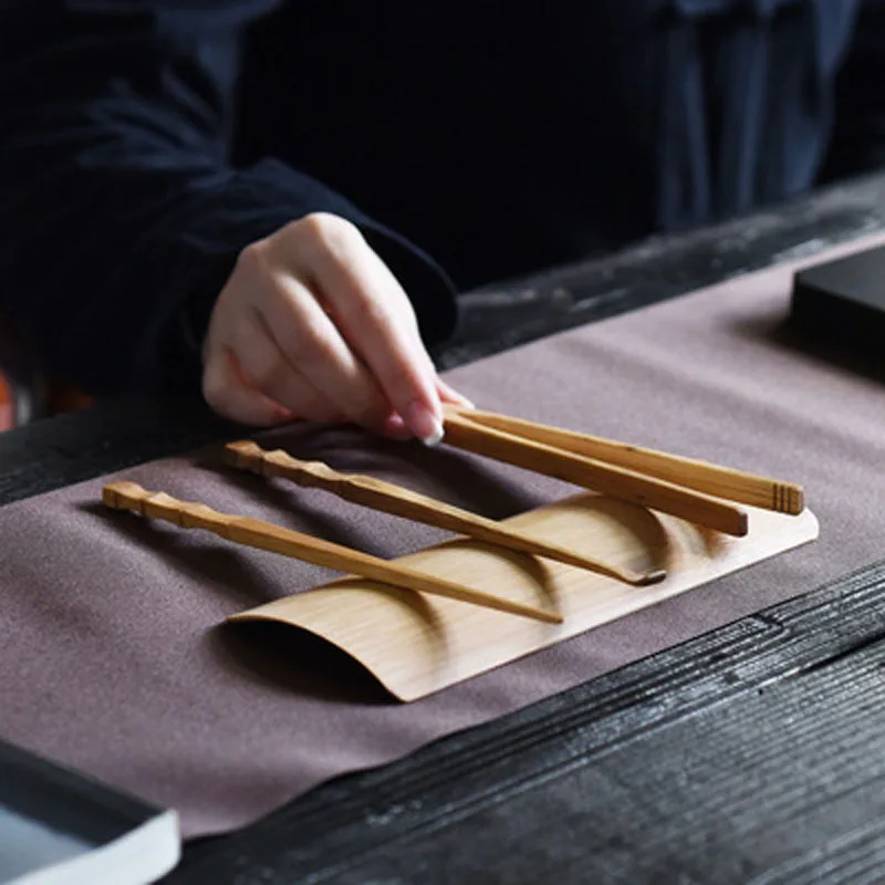 Handmade Chinese Bamboo Tea Tools Set, Spoon Clip, Scoop, Kung Fu, Gongfu Accessories, Ceremony Gift