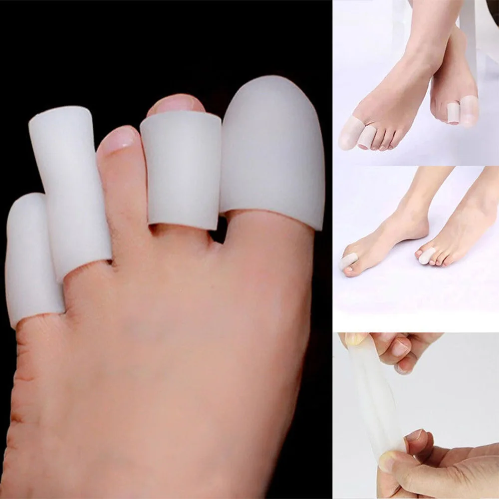 

1 Pair Silicone Toe Gel Protector Sleeve Tubes Ingrown Nail Corn Cushion Cap Helpful Toe Separator Straightener Toe Spreader