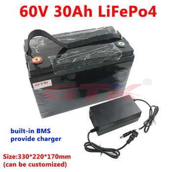 

GTK 60V 30AH LiFePO4 Portable Battery built-in BMS for Electric bicycle Scooter lifepo4 Pack 1200W 4000W motor+5A charger