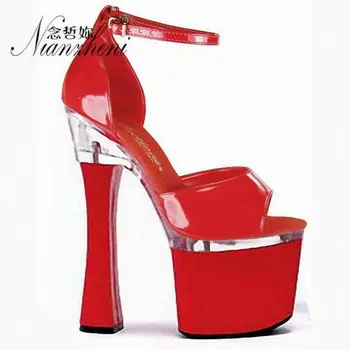 

High-heeled Sandals 8 Inch Sexy Ladies Summer Platform Sandals Black Nightclub High Heels