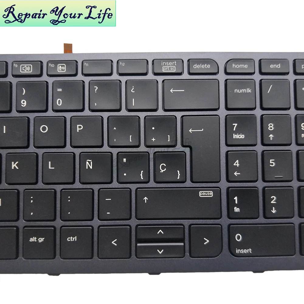 Teclado do Portátil para hp Zbook 17 sp Preto Espanhol Apontando Cinza Quadro Backlight Nsk-cz0bc Venda Quente 848311-b71 15 g3 g4 - Imagem 4