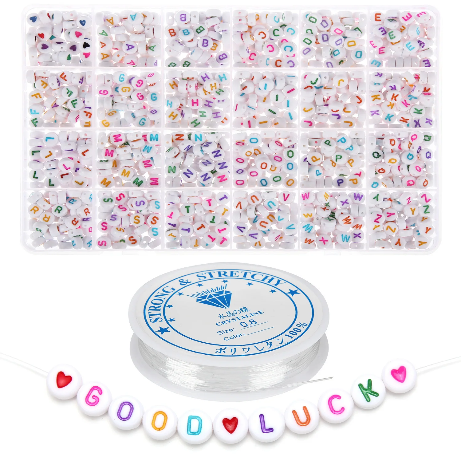 1200pcs 26 Letter Beads Kit + Heart beads For Jewelry Making Children DIY Letters Words Bracelet Necklace Set New | Украшения и