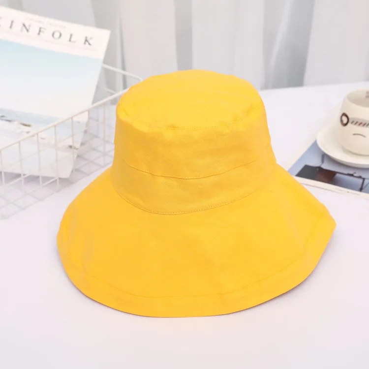 hat women's spring summer Korean version of the outdoor fisherman hat cotton hemp hundred set up sun basin hat students sun hat - Цвет: Цвет: желтый