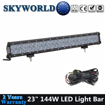 

4D LED Bar Offroad 23inch 144W Dual Row Optical Lens 6000K Auto Driving LED Light Bar Spot Flood Combo For 4x4 ATV Ford 4WD UAZ