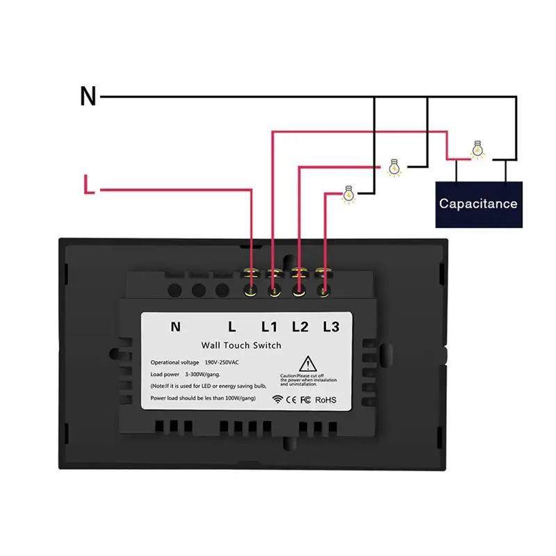 1 Pc 10A Smart Switch Wifi Wireless Touch Switch With Tempered Glass Panel Home LED Light Wall Switch  (1/2/3 Gang)