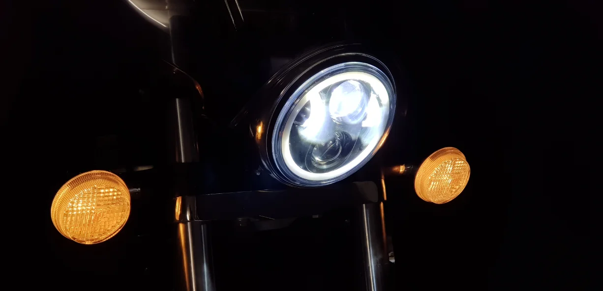 6,5 дюймов Универсальный Кафе Racer винтажный мотоциклетный светодиодный налобный фонарь, дистанционный светильник, Переделанный мотоциклетный головной светильник, Кафе Racer