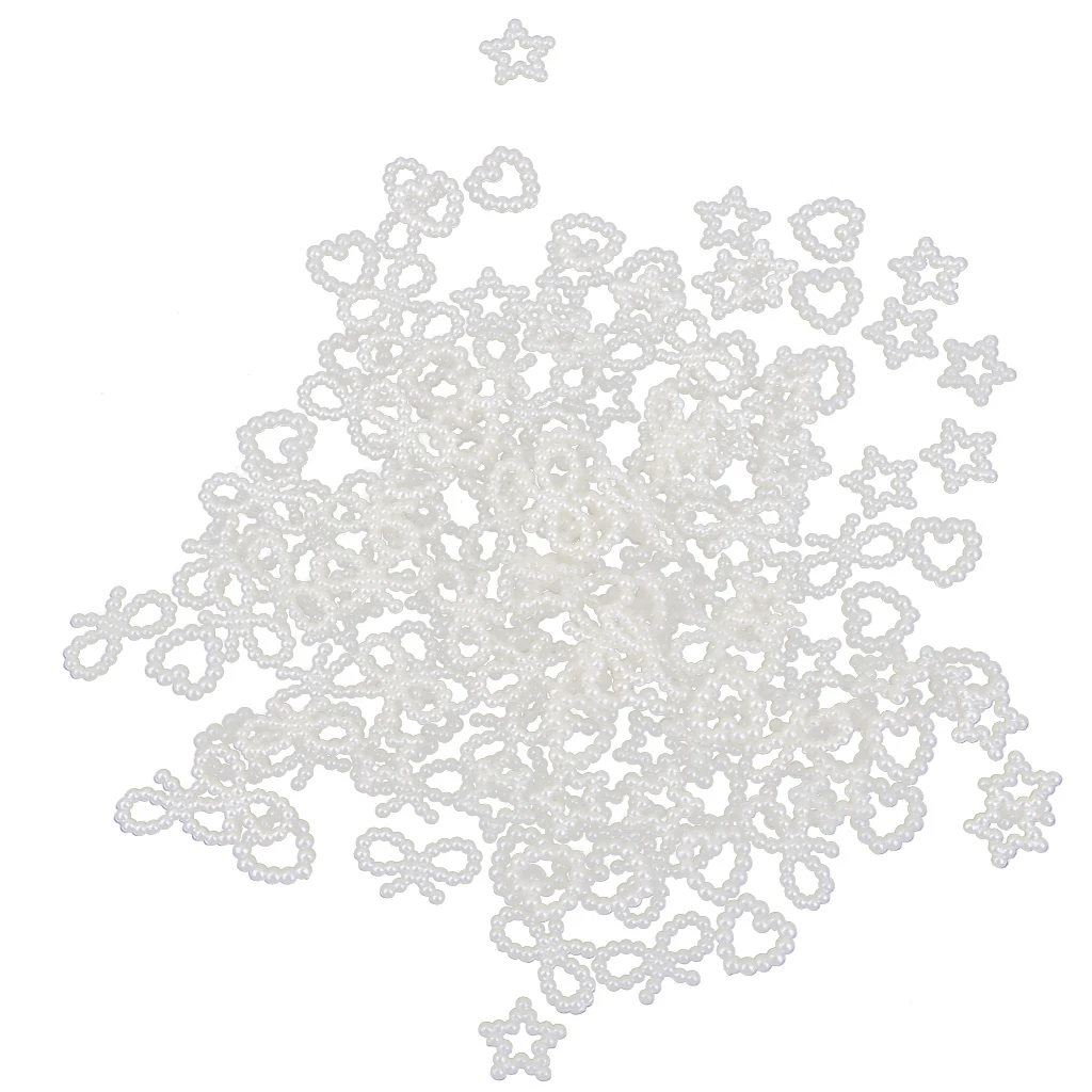 Pack of 150 Assorted Shaped Faux Pearls Cabochon Embellishments Wedding Card Making White