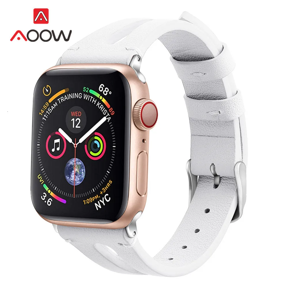 Ремешок из натуральной кожи для Apple Watch 4 40 мм 44 мм 38 мм 42 мм цветочный принт розовое золото мужской женский браслет ремешок для iwatch 1 2 3