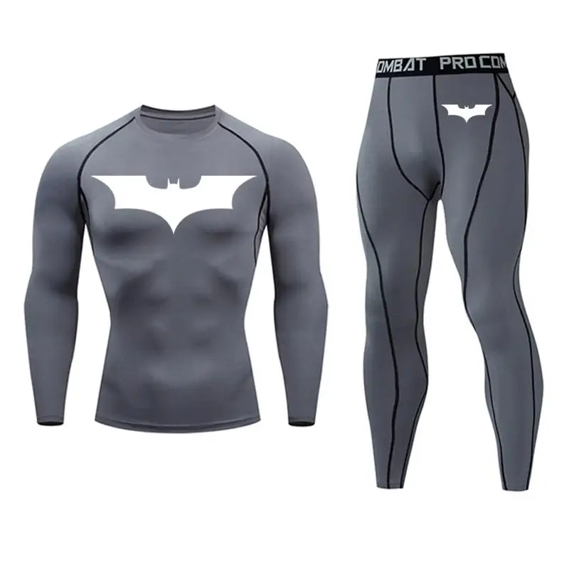 Бэтмен Зима Высокое качество новое термобелье мужские комплекты нижнего белья компрессионный флис пот быстро сохнет термо мужская одежда - Цвет: sets