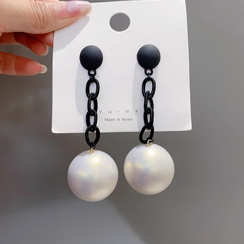 

Fashion Long Tassel Earrings Exaggerated Large Pearl Pendant Wild Temperament Dangle Earring Wedding Jewelry Statement 2020 New