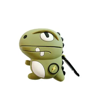 

Silicone Protective Case Dinosaur Cover Protector with Carabiner for Airpods 1/2 qyh