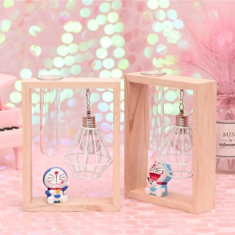 Светодиодный мультяшный ночной Светильник фигурка Doraemon деревянная рамка Настольная лампа для детей Детская спальня декоративная лампа для дома Рождественский подарок для девочек