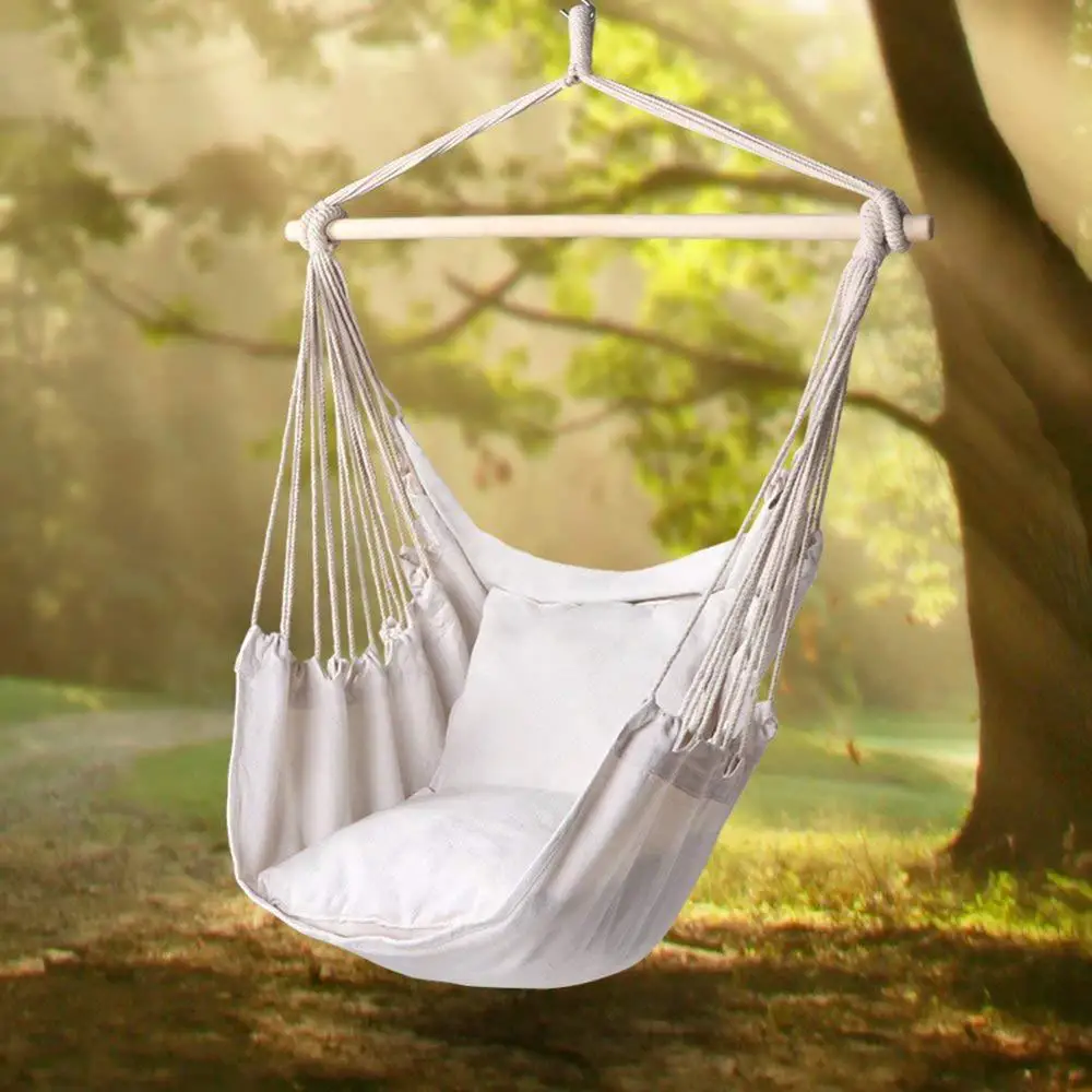 Garden Hammock Hanging Chair Swinging Indoor Outdoor Furniture Canvas Dormitory Swing With 2 Pillows Hammock Garden Hammock Hanging Chair Swinging Indoor Outdoor Furniture Canvas Dormitory Swing With 2 Pillows Hammock