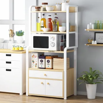 

Kitchen shelf landing type multi-layer storage rack cupboard creative save space microwave oven seasoning rack