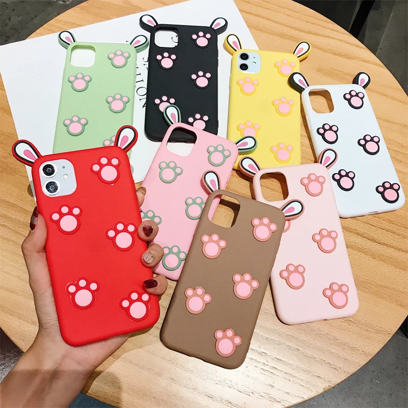

TPU Fashion Silicone Matte Candy Color 3D Cat Claw Case For Xiaomi Redmi Note 8T 8 Pro 8A 7A K20 9T Pro Cute Ears Case Cover