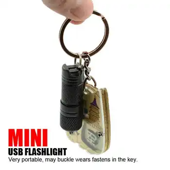 

Powerful LED Keychain Flashlight USB Rechargeable Small Lamp Torch XPG Mini Pocket Built-in Battery Flash Light Lantern