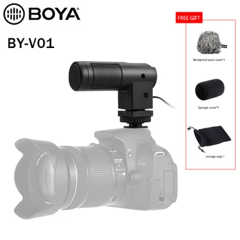 

BOYA BY-V01 Mini Stereo Condenser Interview Compact stereo microphone for DSLRs camcorders and video cameras with Windshield