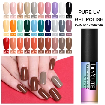 

LILYCUTE Gel Nail Polish 5ml Soak Off UV LED Gel Varnish Long Lasting Grey Nail Color Long Lasting Nail Gel Varnish DIY Art