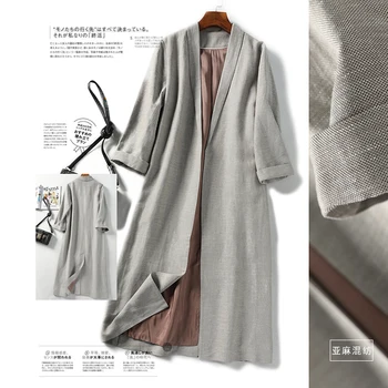 

Trench Flax Blended Long Temperament Scenery Good Quality 2020 New Spring Elegant Thin Trench Coat