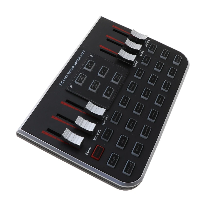 

1 Set F8 Live Sound Card English Version 6 Modes Voice Mixer Microphone Webcast