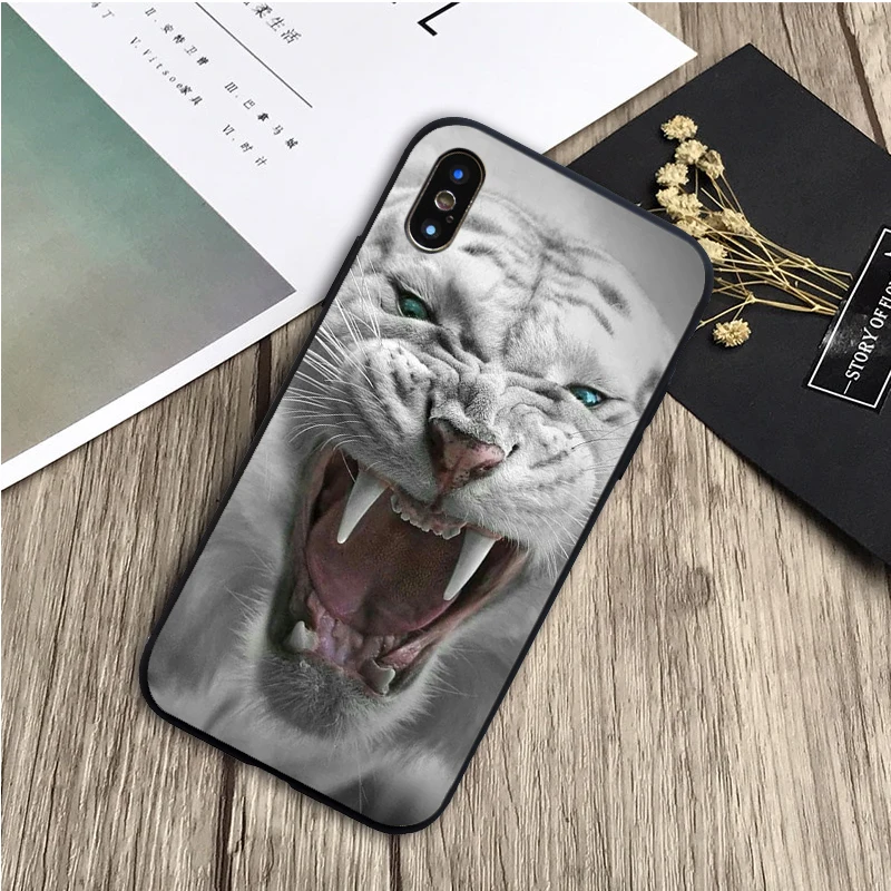 white tiger black Silicone Phone Case For iPhone 13 12 XR XS Max 5 5S SE 2020 6 6S 7 8 PLUS X 11Pro Max 11 Cover iphone se wallet case
