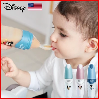 

Original Disney Feeding Spoon Rice Paste Spoon Milk Bottle Baby Silicone Squeeze Feeding Rice Powder Baby Auxiliary Food Tool