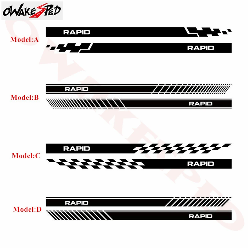 2 шт. наклейки для декорирования дверей автомобиля в полоску на юбке виниловая наклейка гоночный стиль наклейки на тело для Skoda Rapid аксессуары