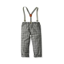 Осенние брюки в европейском и американском стиле; стиль; брюки в клетку; джентльменские подтяжки на лямках; деловые брюки для мальчиков на подтяжках