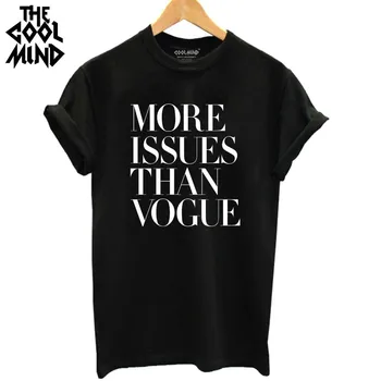 

COOLMIND MO0101B cotton short sleeve more issues than vogue print women T shirt casual loose women Tshirt summer T-shirt female