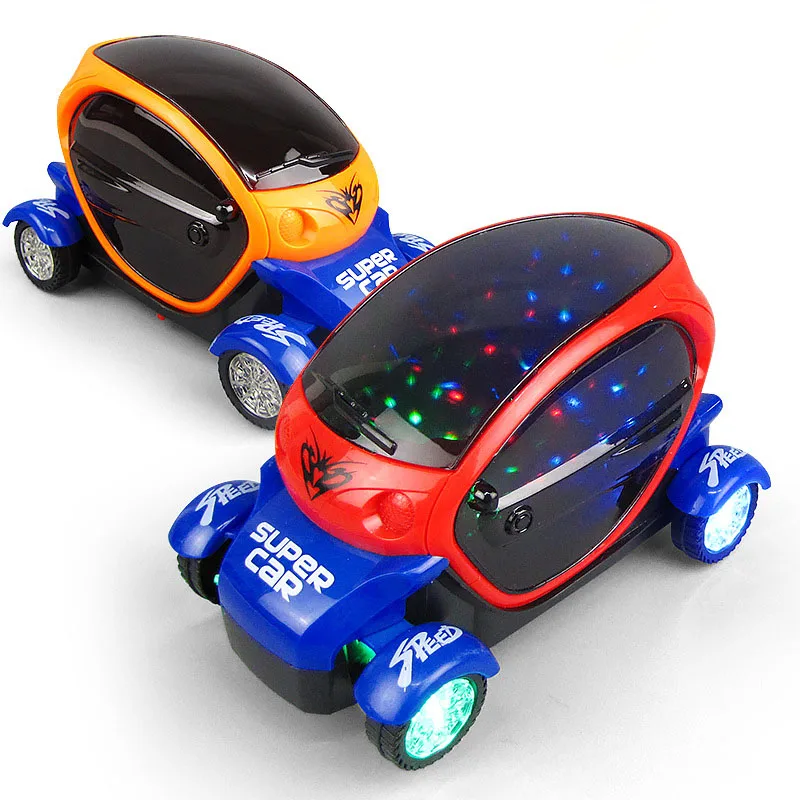 1Pcs Creative Fashion 3D Electric Lighting Car Model Toys Individuality Universal Rotary Music Children Entertainment Toy