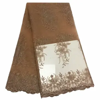 

Latest Embroidery French Net Lace Fabric Elegant Party Tulle Lace Material KN110(5Yards/Lot)