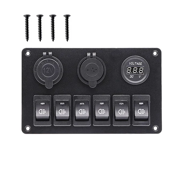 Panneau d'interrupteur à bascule LED étanche, disjoncteurs de panneau,  interrupteur à bascule de bateau, panneau de commande adapté pour voiture,  bateau automatique, marine, 12V, 6 boutons - AliExpress