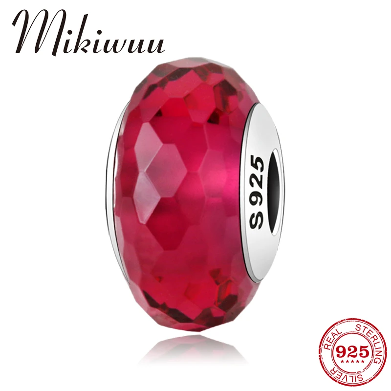 

100% Authentic 925 Sterling Silver charming red Murano Glass Beads Fine Jewelry making Fit Original Pandora Charms Bracelet