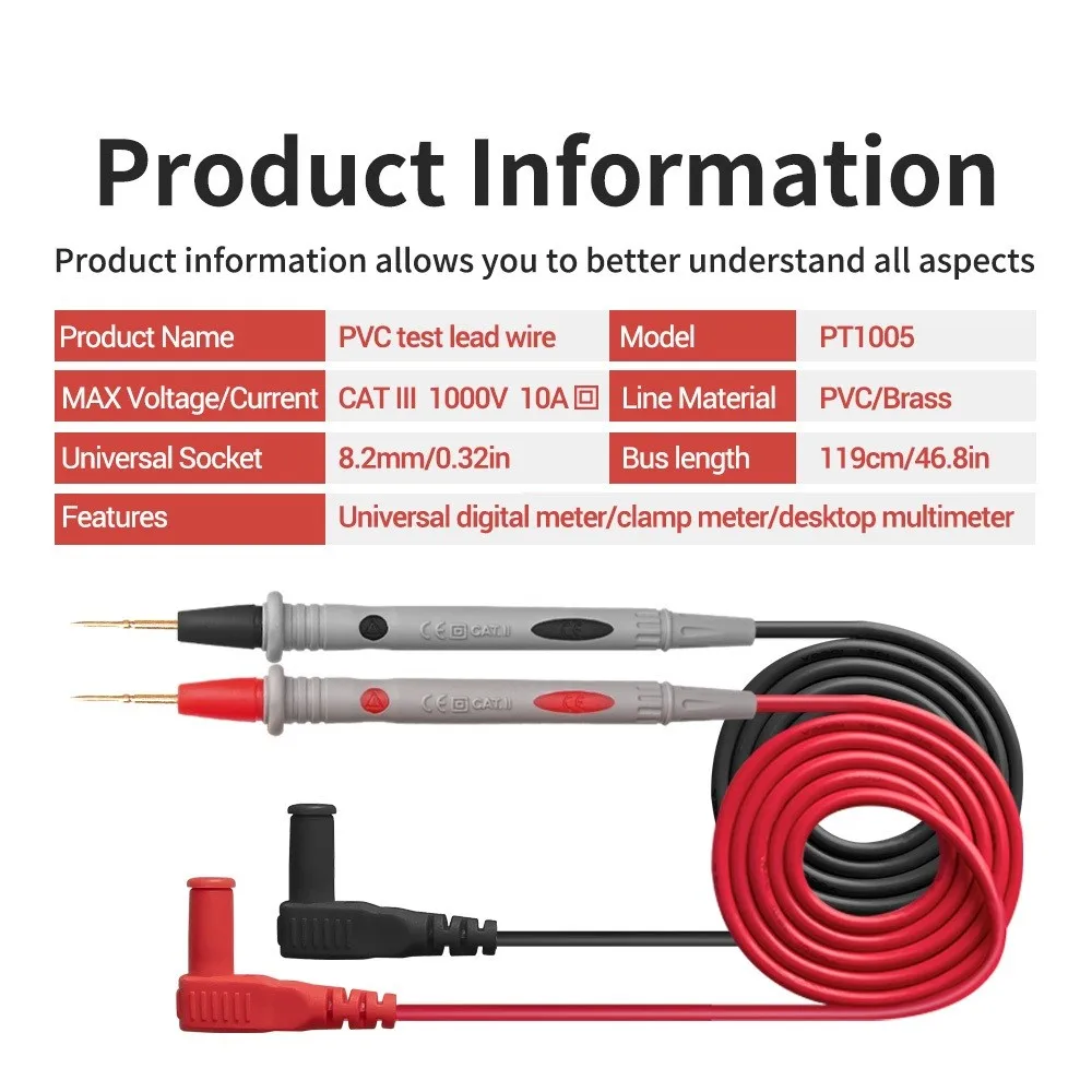 Aiguille 1000V 10A Point Multi Mètre Test Sonde / Câble for Multimètre  Numérique